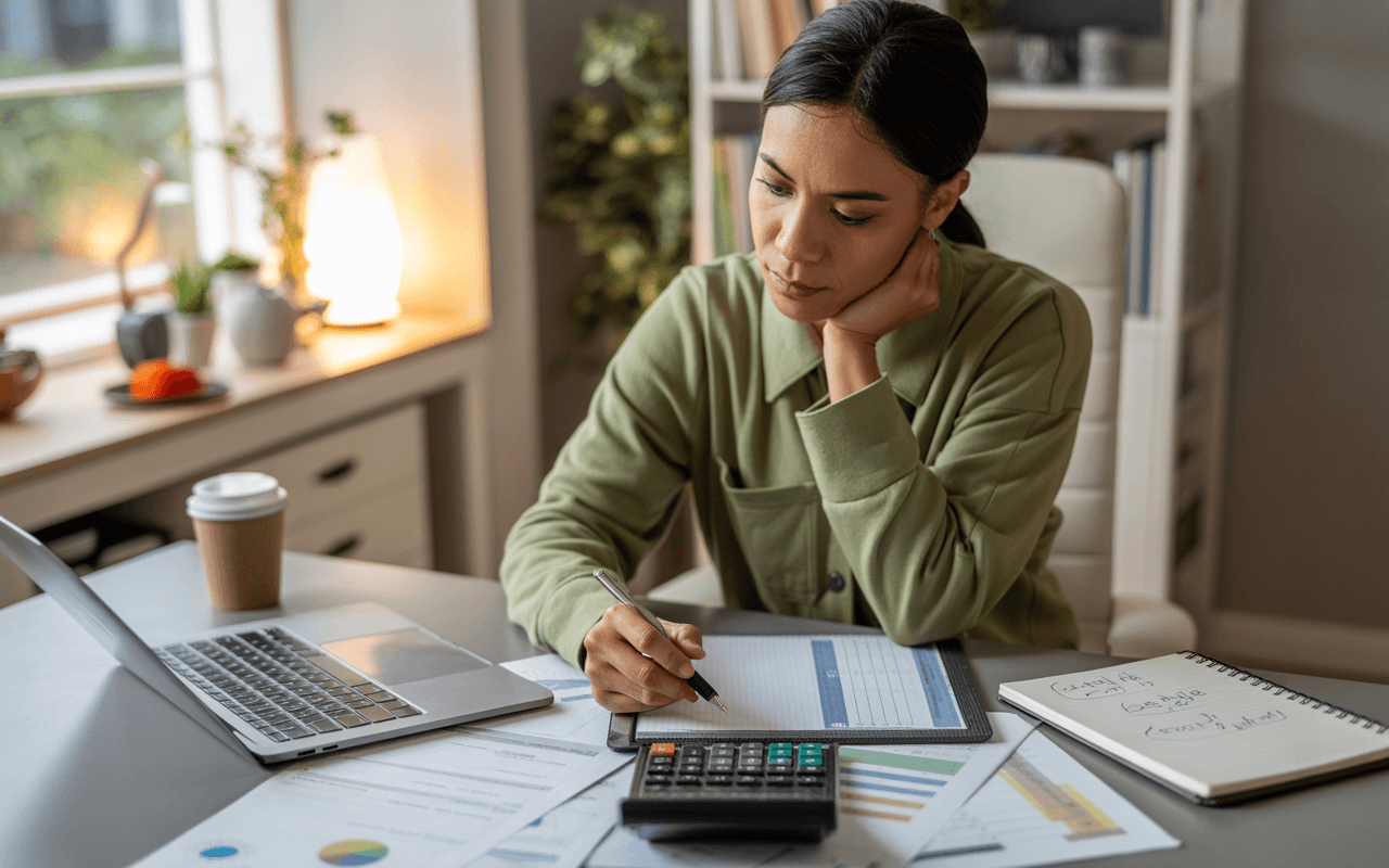 Persona trabajando en finanzas personales